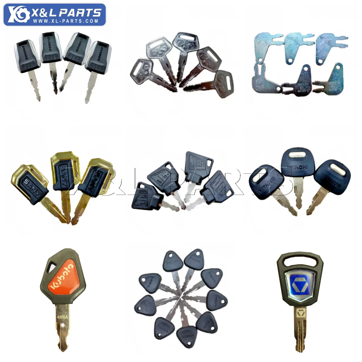 X&L PARTS Car Vehicle Excavator Key for XCMG SANY KUBOTA KOBELCO SDLG KOMATSU HYUNDAI JCB