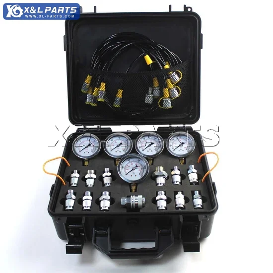 5 Gauges 5 Test Hoses 13 Couplings and 14 Tee Connectors Double Layer 1/10/25/40/60Mpa Hydraulic Pressure Test Kit